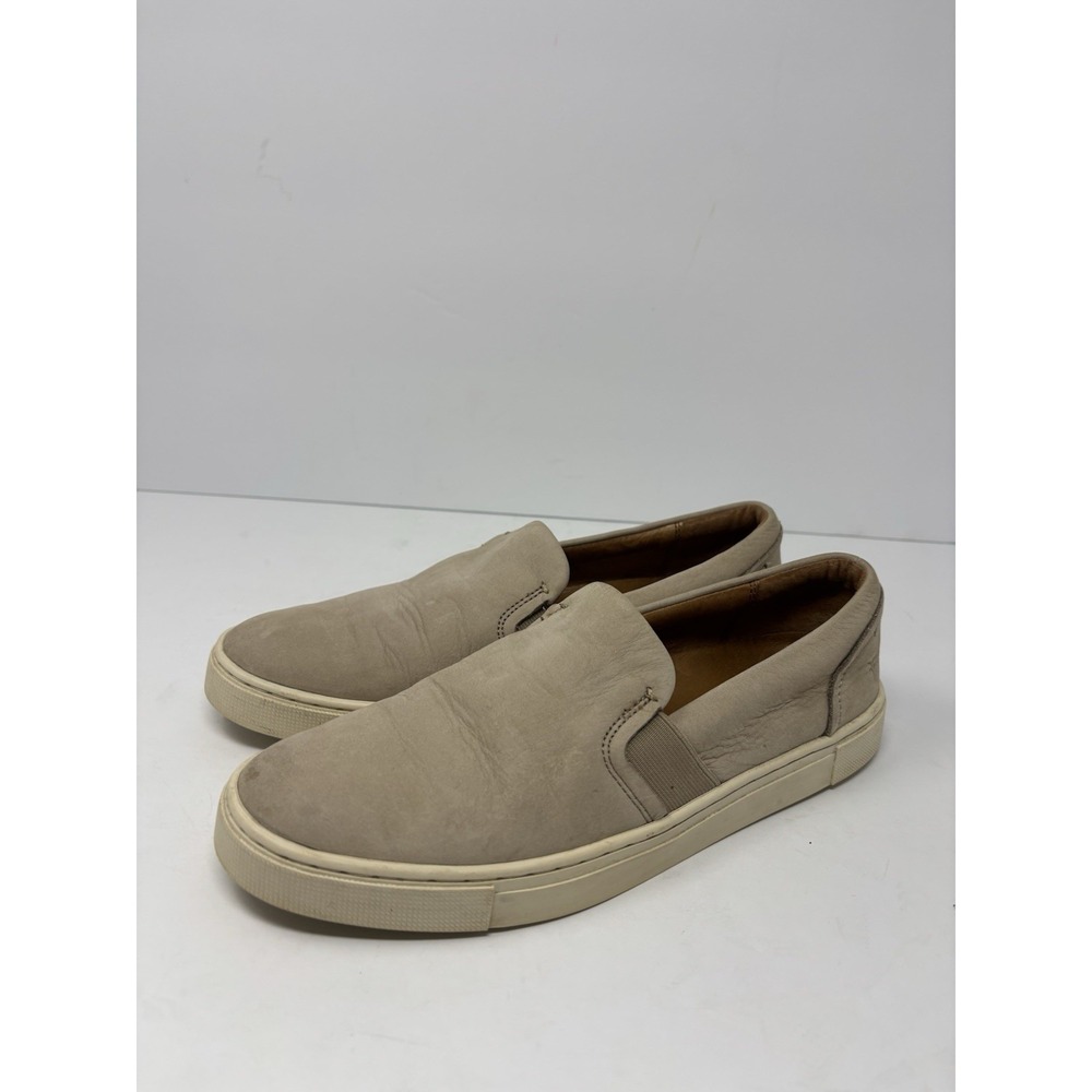 Frye Ivy Sneakers Sz 7M Slip On Taupe Leather Tennis Casual Shoes Comfort